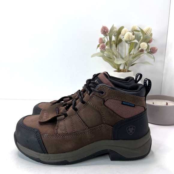 Ariat Telluride Work H2O Waterproof Composite Toe Brown Leather Boots Women 7B - Picture 1 of 9